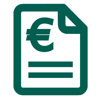 Picture of a bill icon with euro symbol.