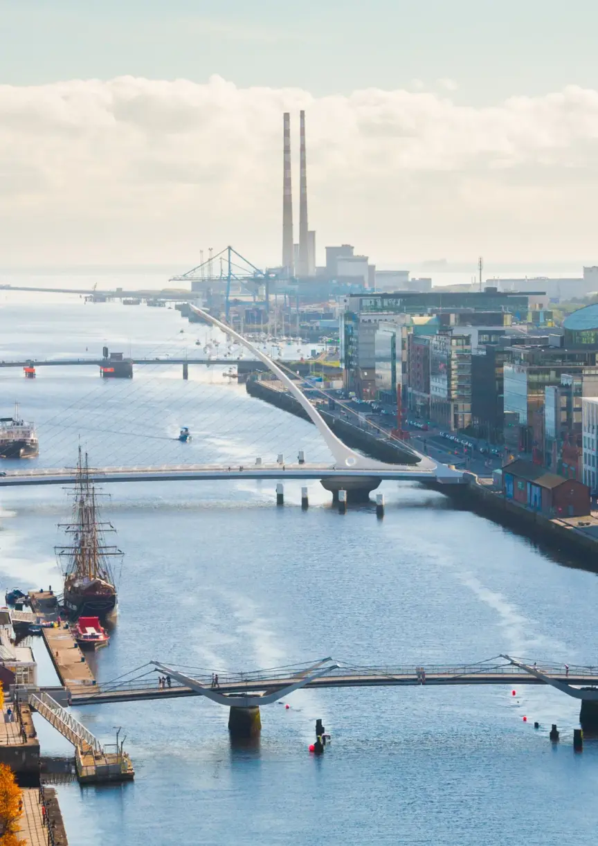 Aerial image of the River Liffey