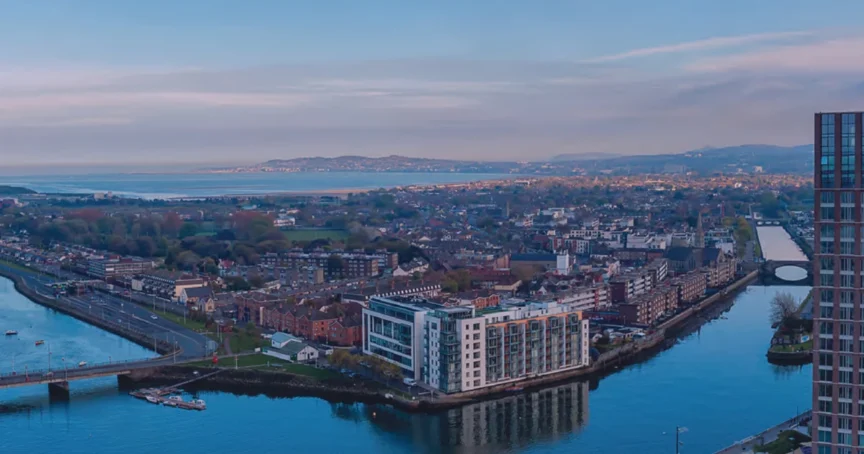 Drone image of Dublin city