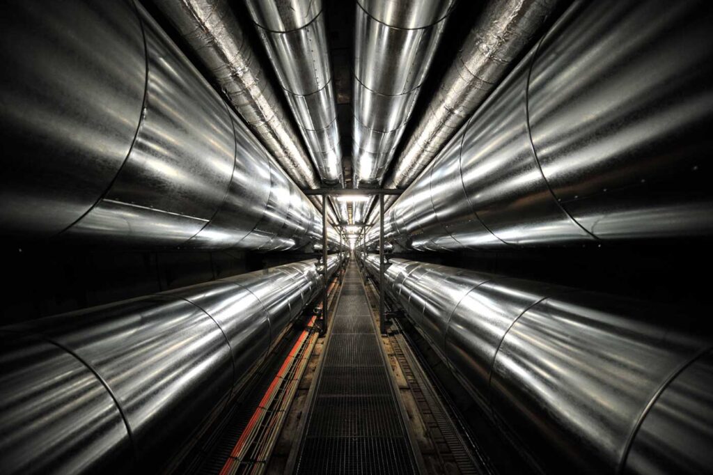 Image of insulated pipes in a district heating network