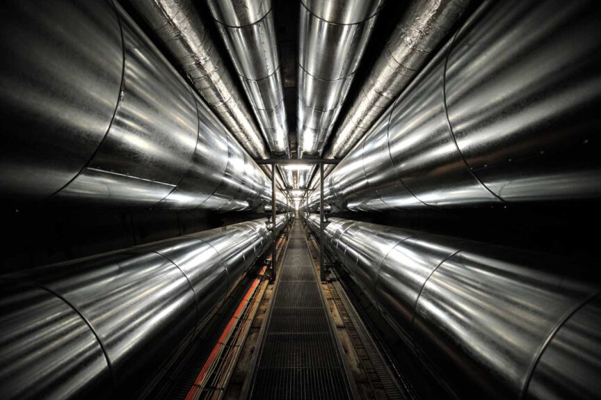 Image of insulated pipes in a district heating network