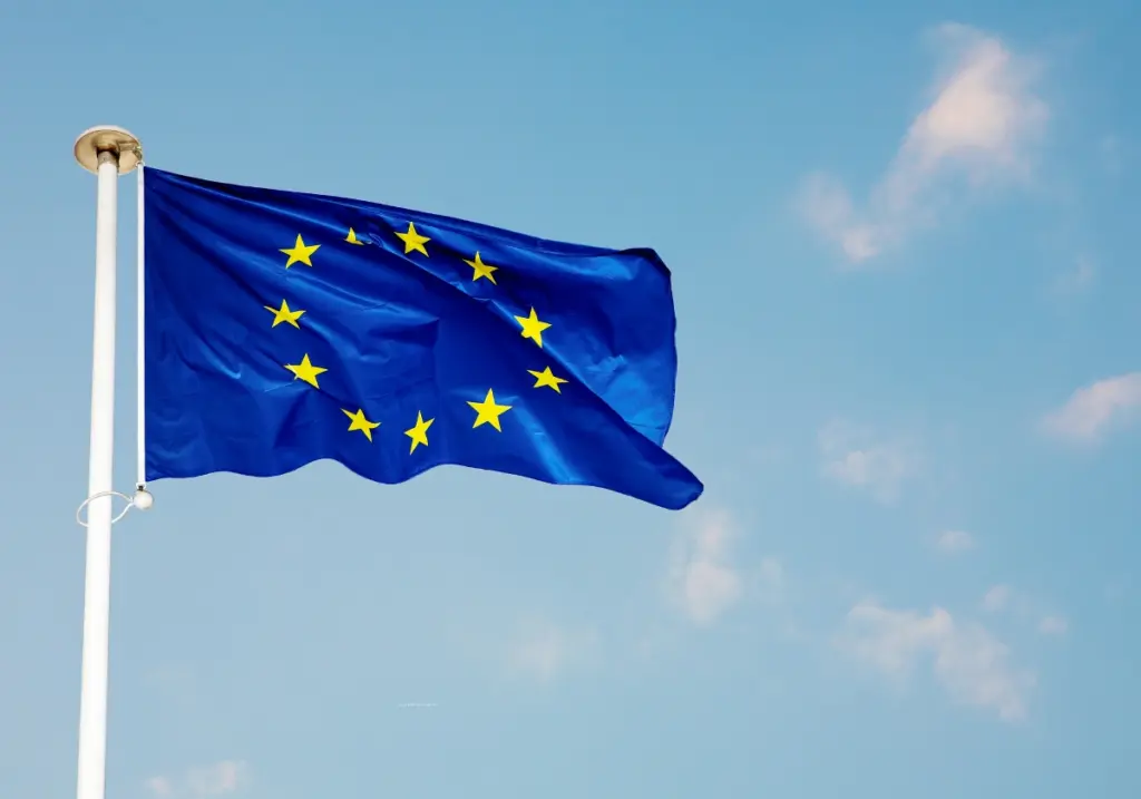 Image of European Union flag against a blue sky