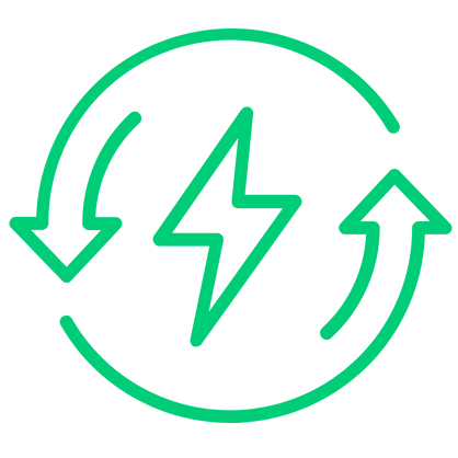 Picture of energy icon with circular arrows.